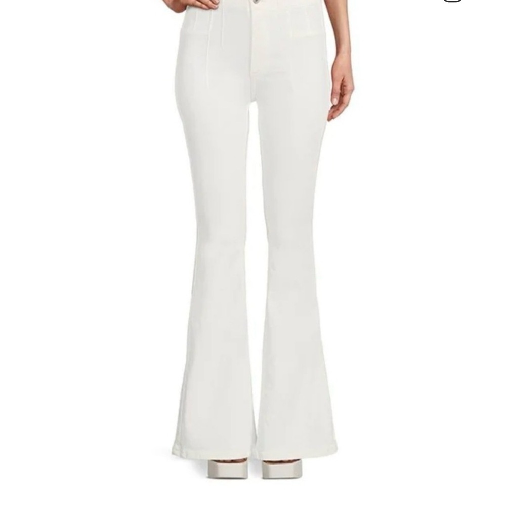 Free People We the Free Jayde Pants High Rise Flare Leg Ivory Sz 31